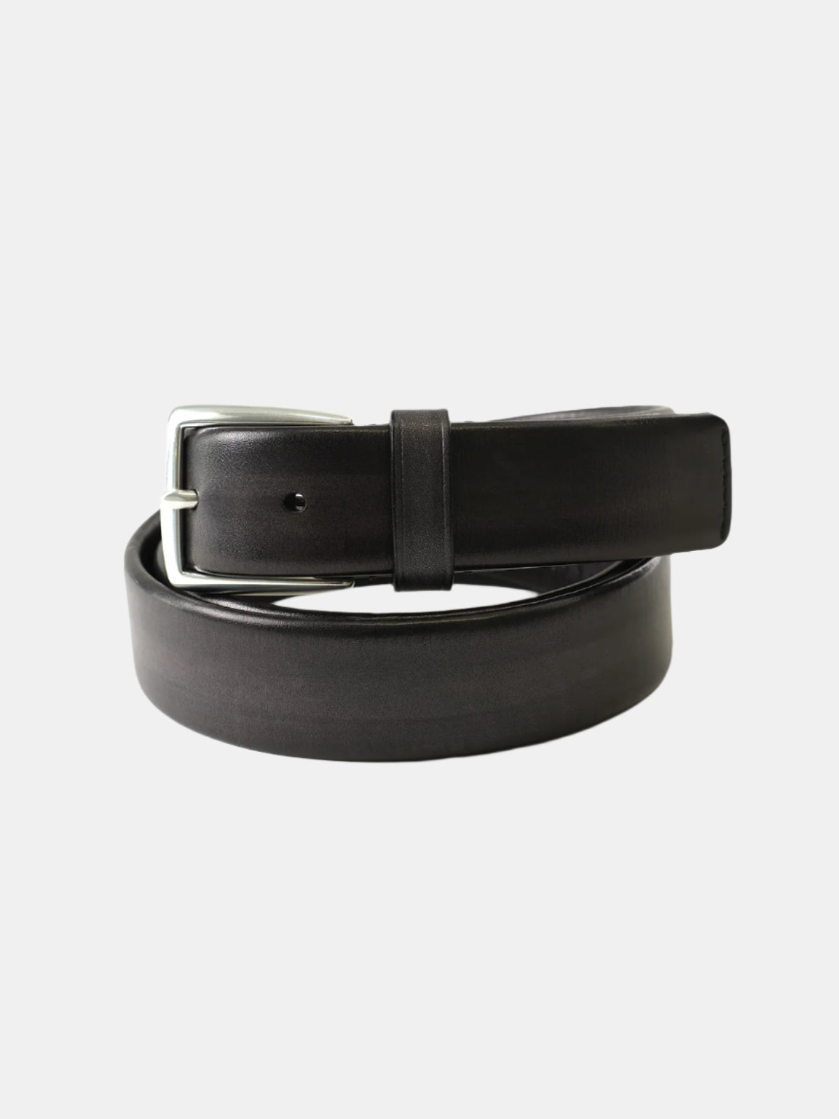 Black Tubular Leather 30mm Belt - Tolomeo