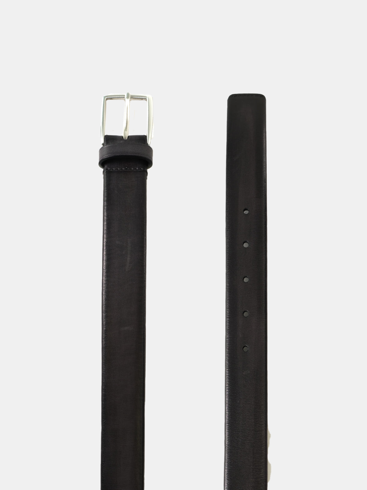 Black Tubular Leather 30mm Belt - Tolomeo