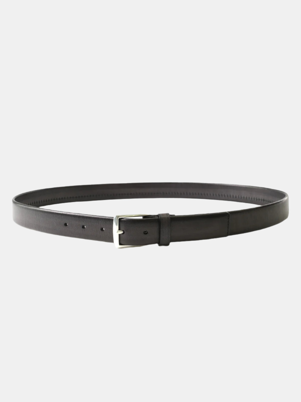 Black Tubular Leather 30mm Belt - Tolomeo
