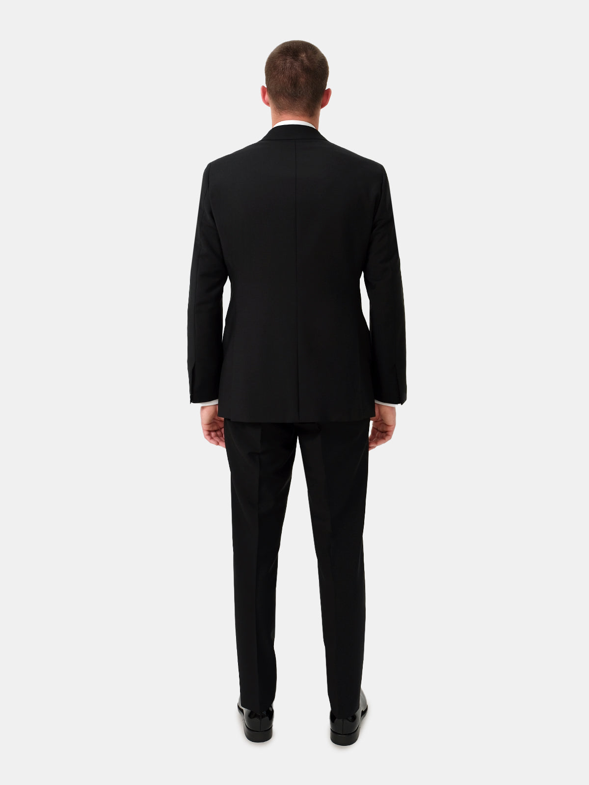 Black Wool and Mohair Peak Lapel Tuxedo