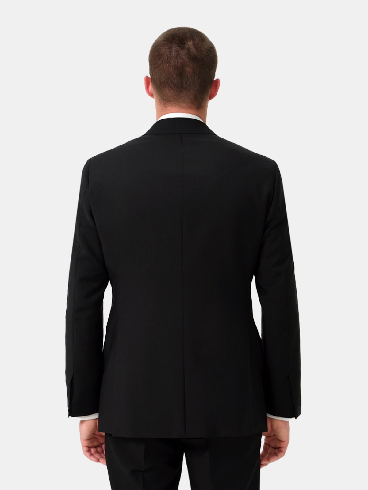 Black Wool and Mohair Peak Lapel Tuxedo