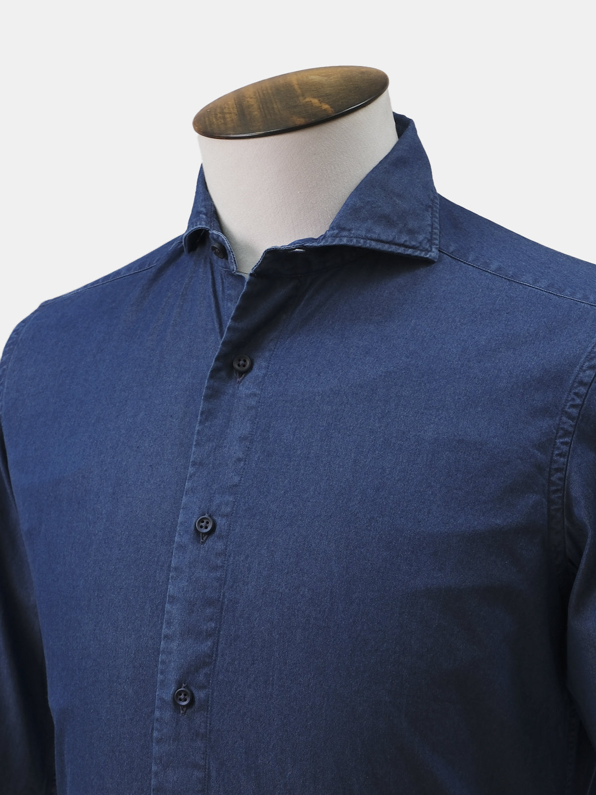 Blue Denim English Cutaway Collar Shirt