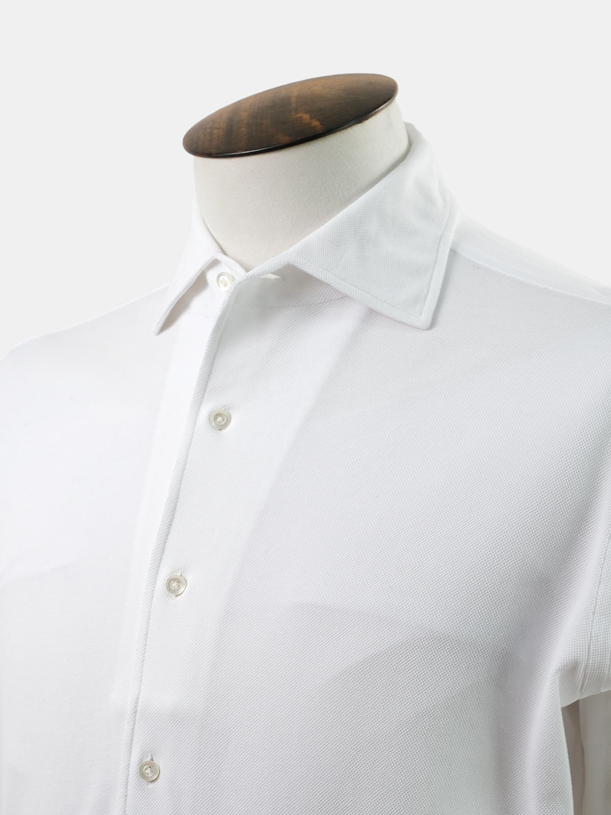 White Cotton Jersey  Long Sleeve Polo Shirt