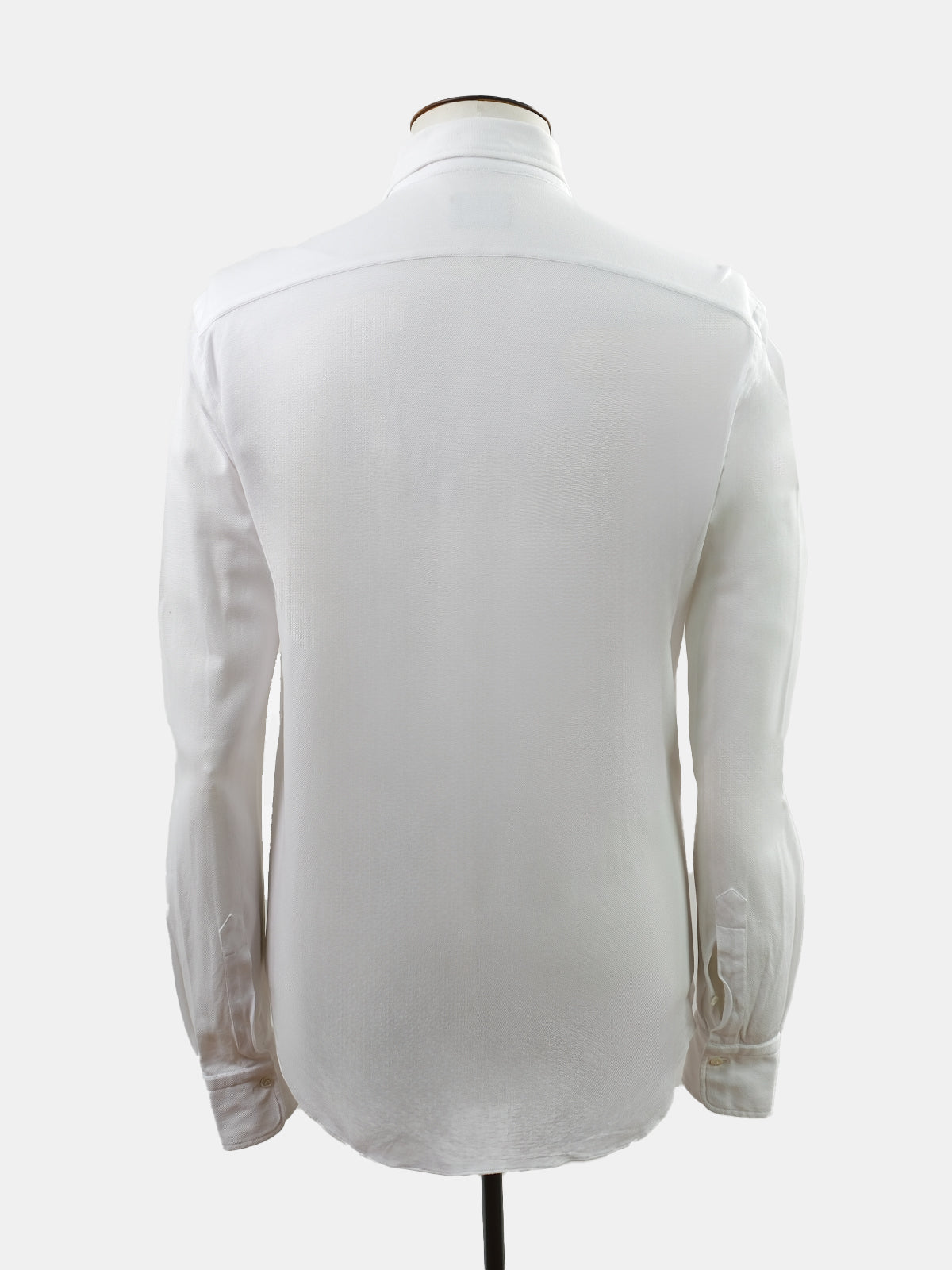 White Cotton Jersey  Long Sleeve Polo Shirt