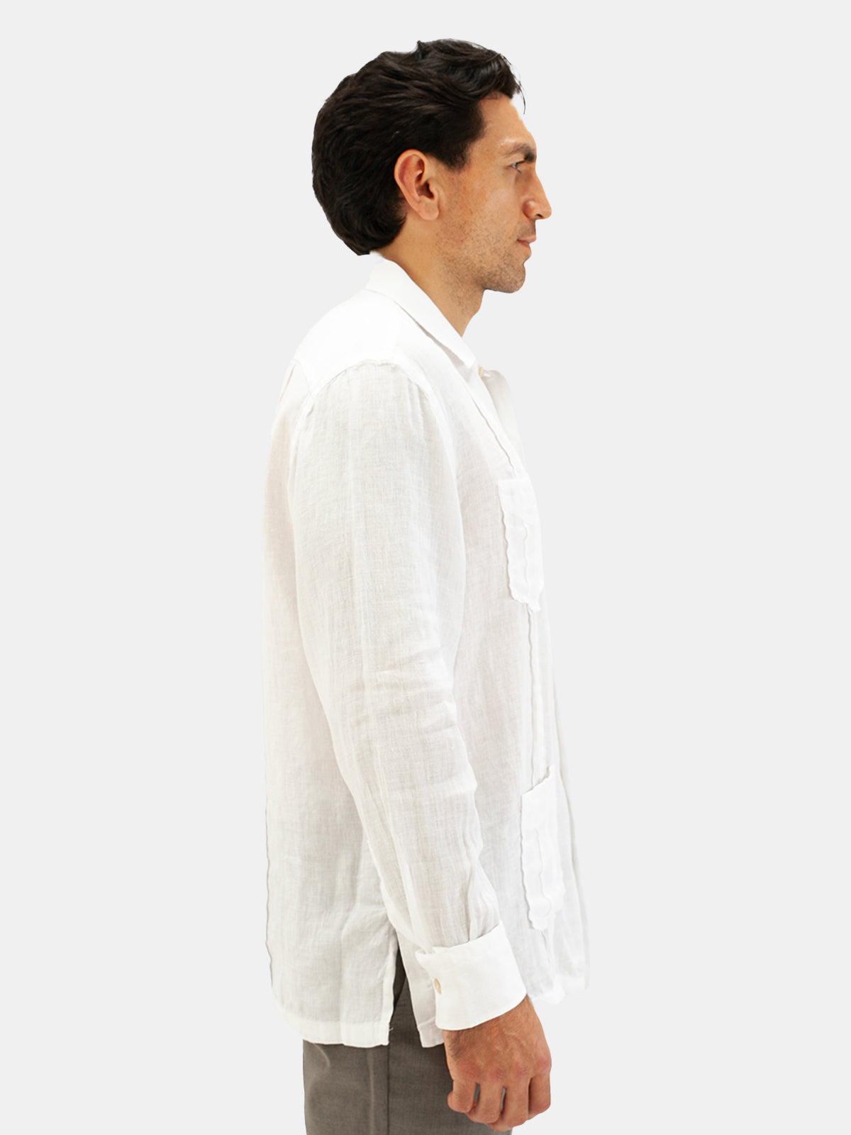 White Linen Guayabera Shirt