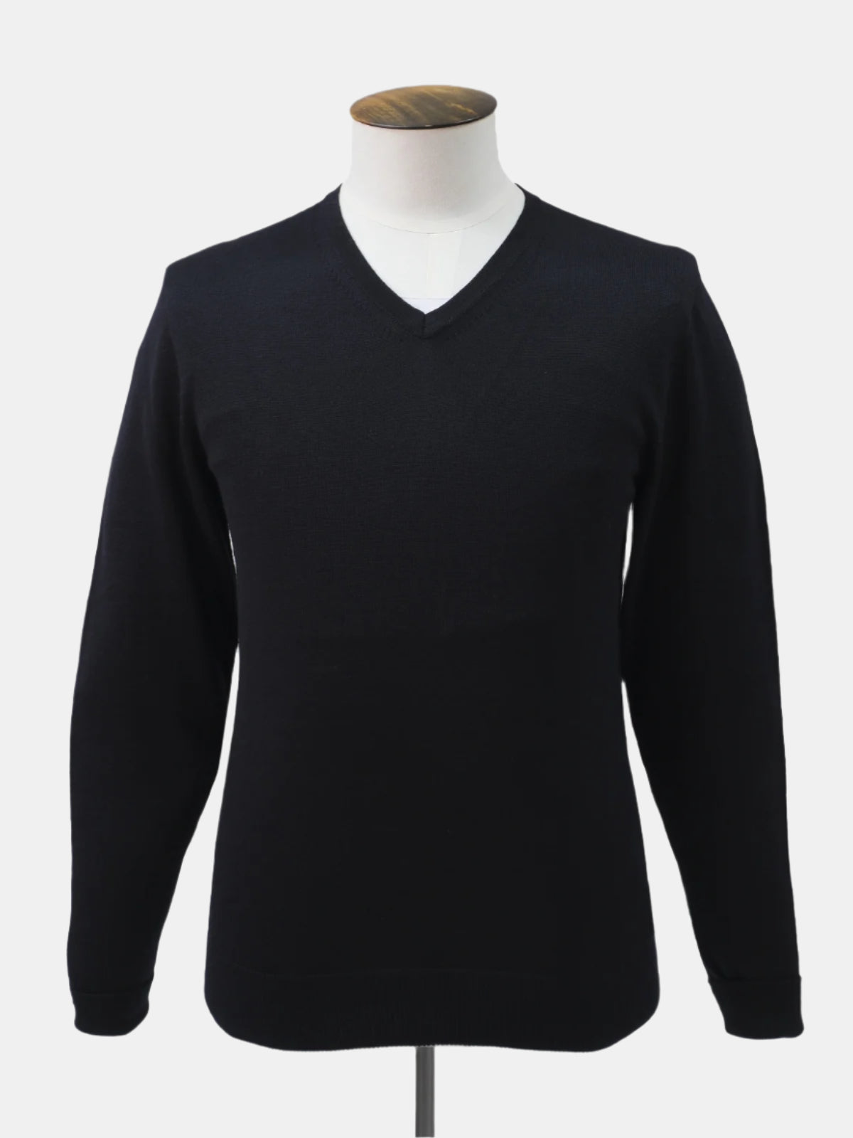 Worlingham V Neck Navy Merino Wool Sweater