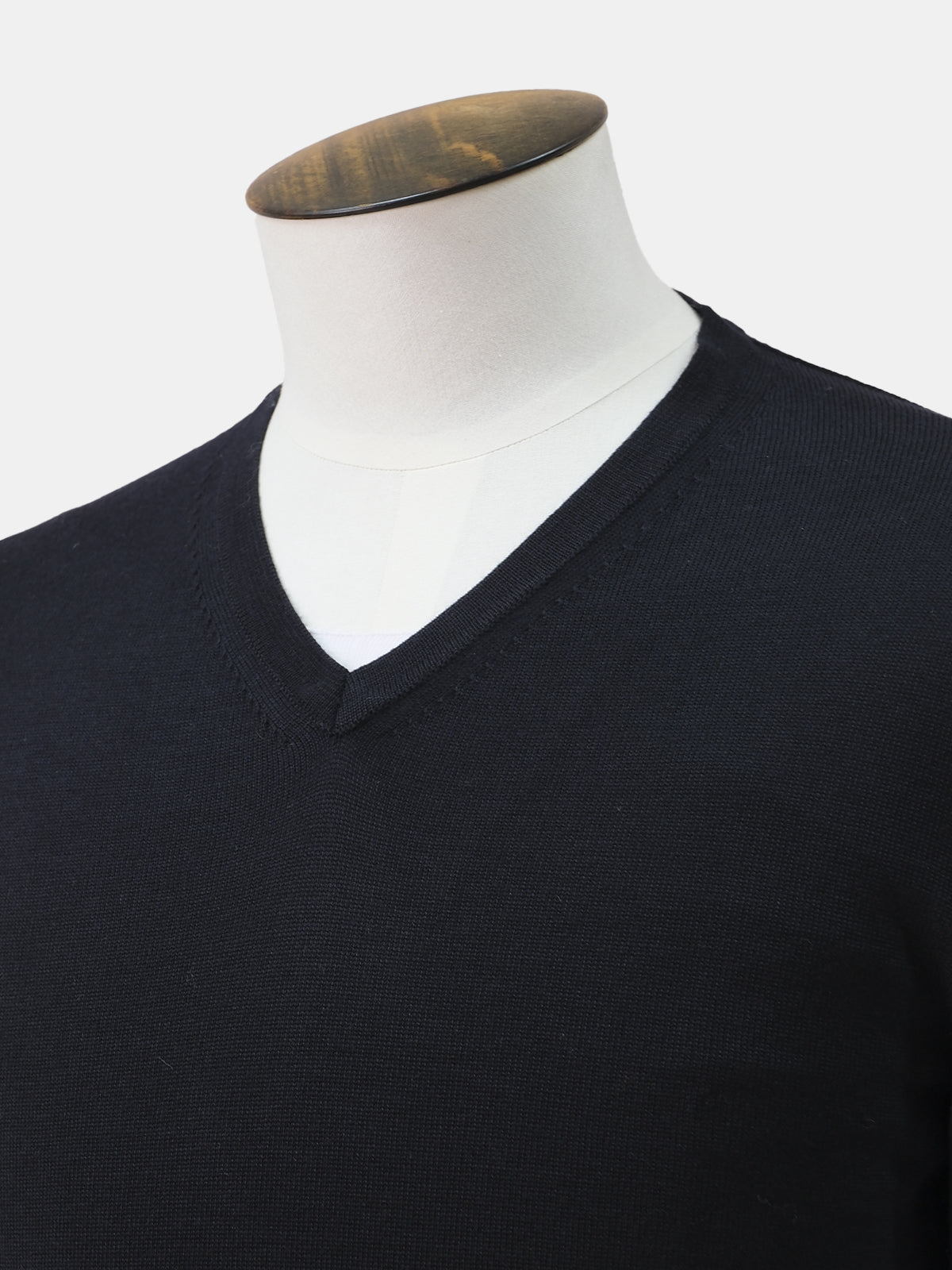 Worlingham V Neck Navy Merino Wool Sweater