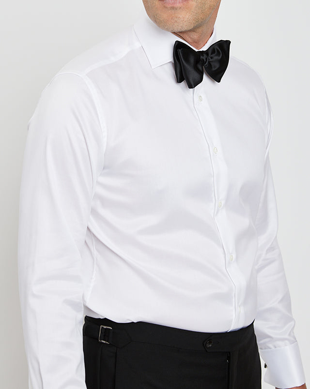 Classic White Twill Semi-Spread Collar Double-Cuff Bowen Shirt