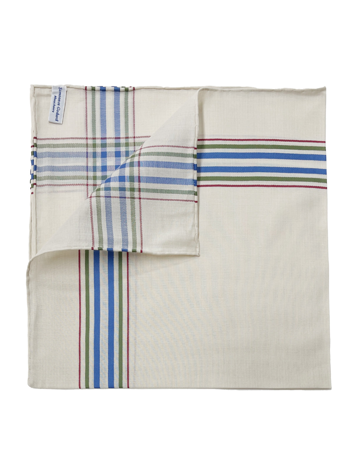 Simonnot Godard Bone Checkered Edge Cotton Neckerchief