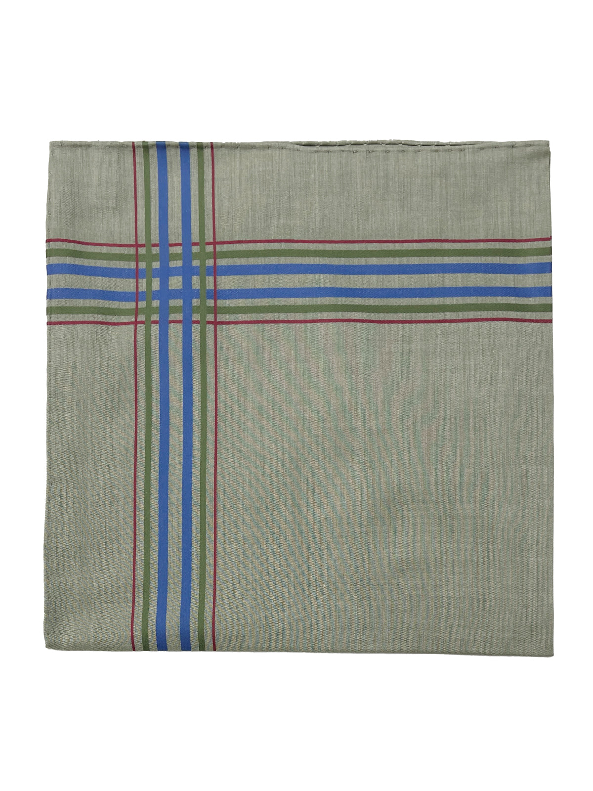 Simonnot Godard Sage Checkered Edge Cotton Neckerchief