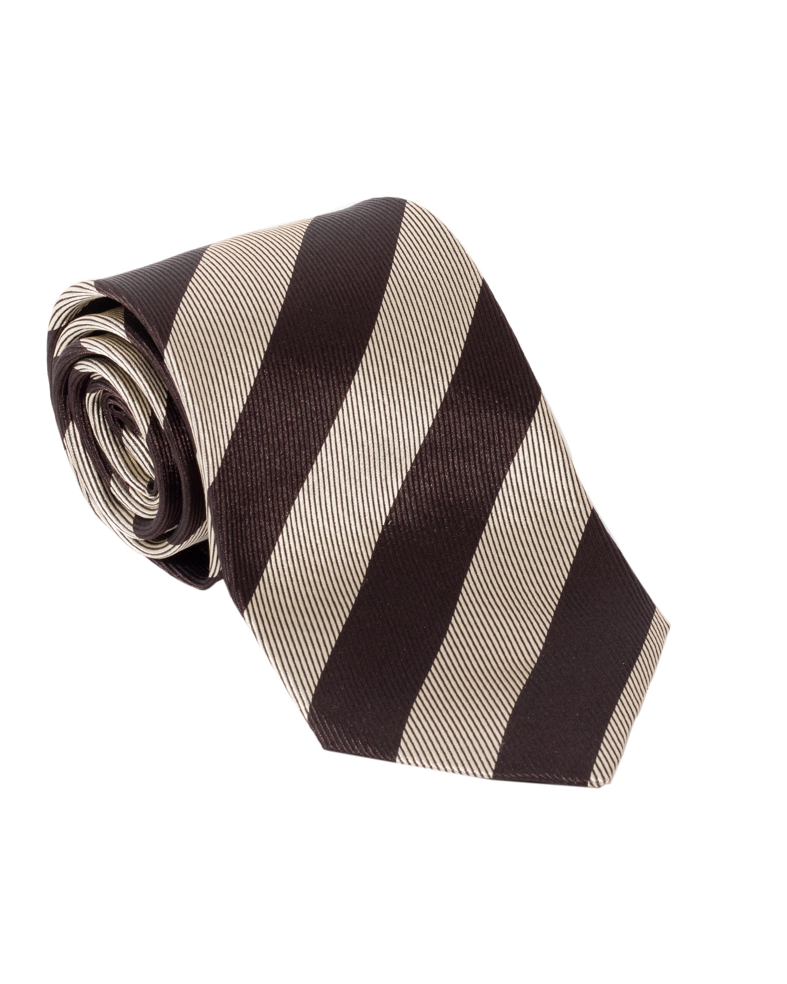 Fumagalli Brown & Beige Block Stripe Tie