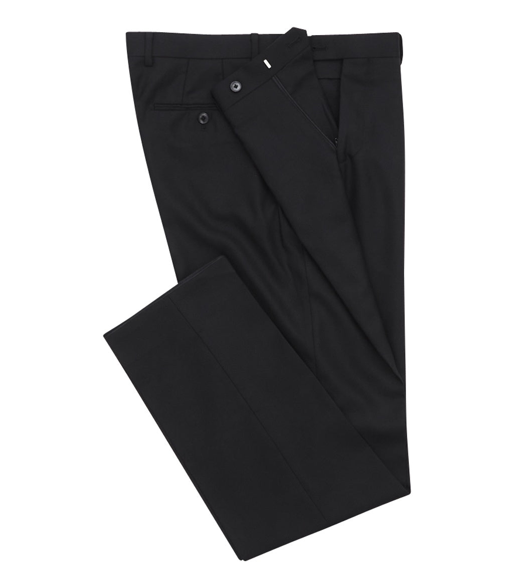 Black Wool Twill Trousers by System on Sale