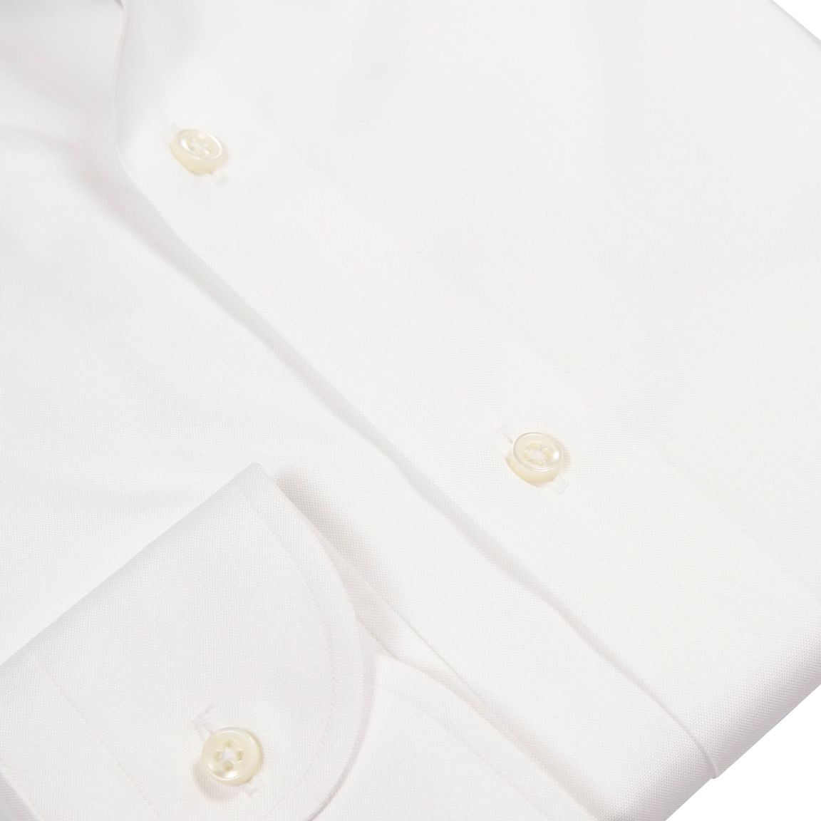 White Cotton Oxford-Cloth Long Point Button-Down Shirt