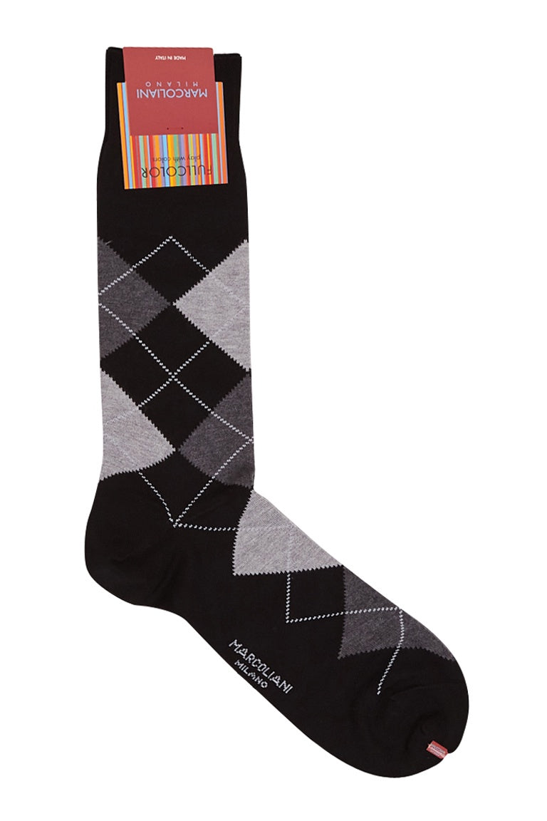 Marcoliani Pima Cotton Black Argyle Socks