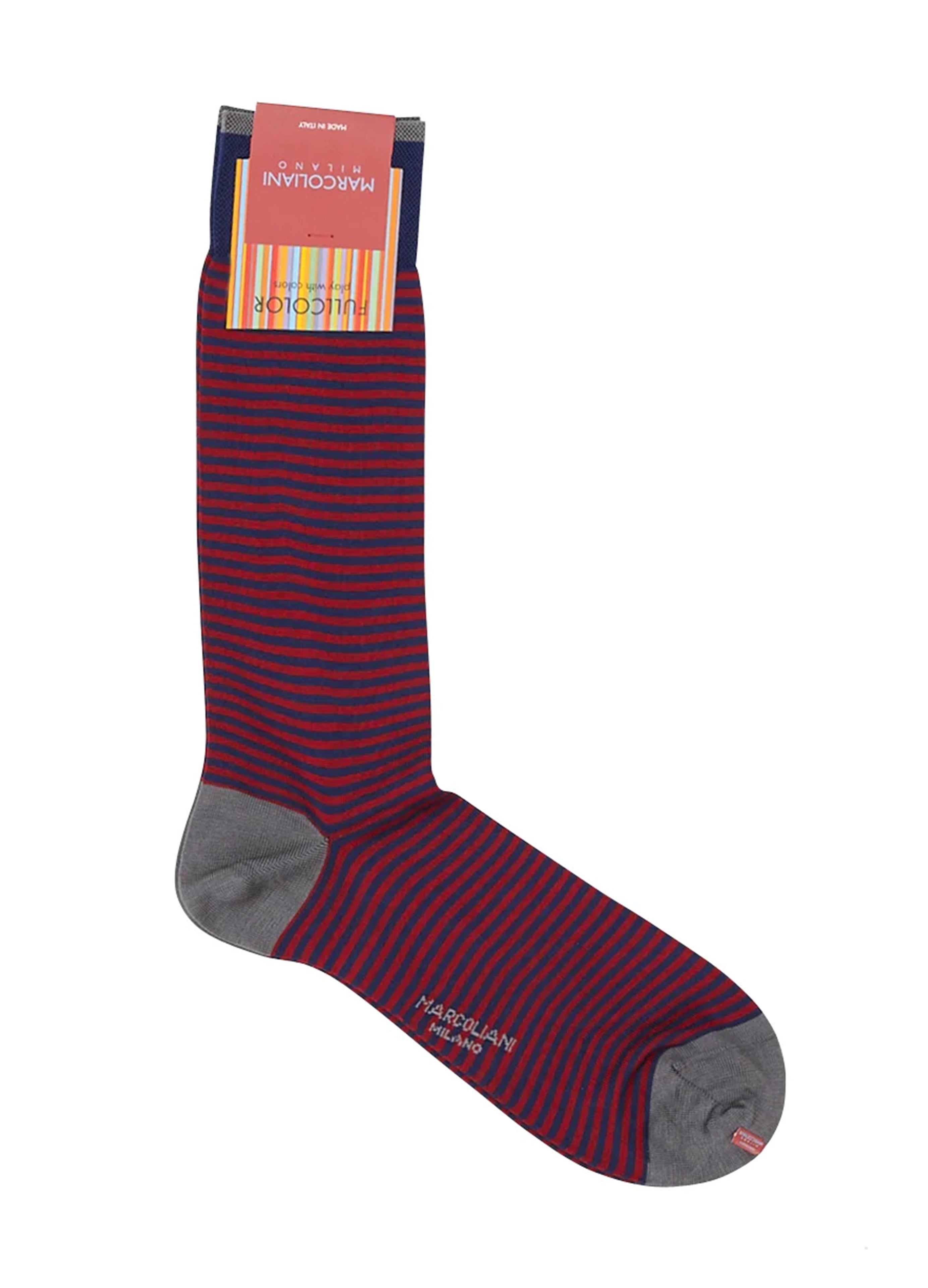 Marcoliani Pima Cotton Navy & Red Palio Stripe Socks