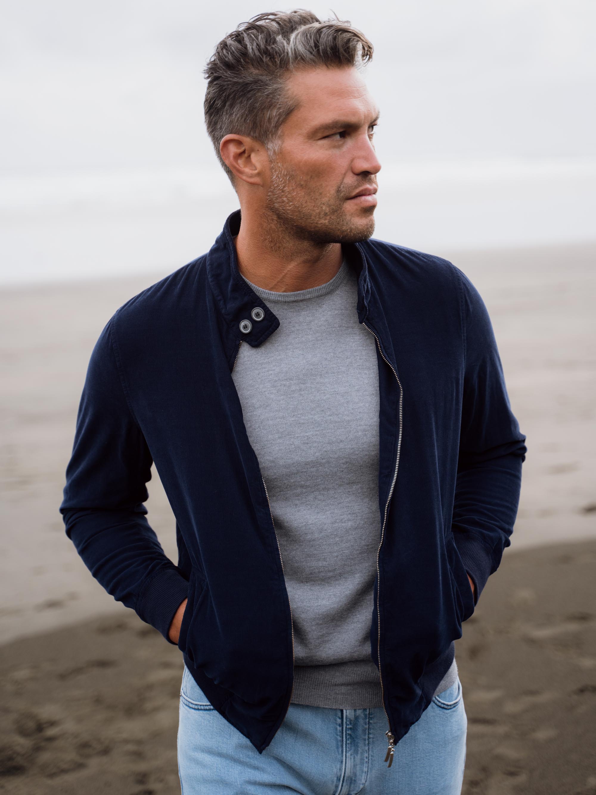 Light Grey Merino Knit Crew Neck Sweater