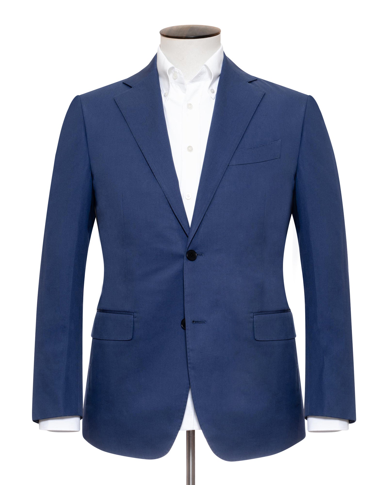 Mid Blue Stretch Cotton Two Piece Suit