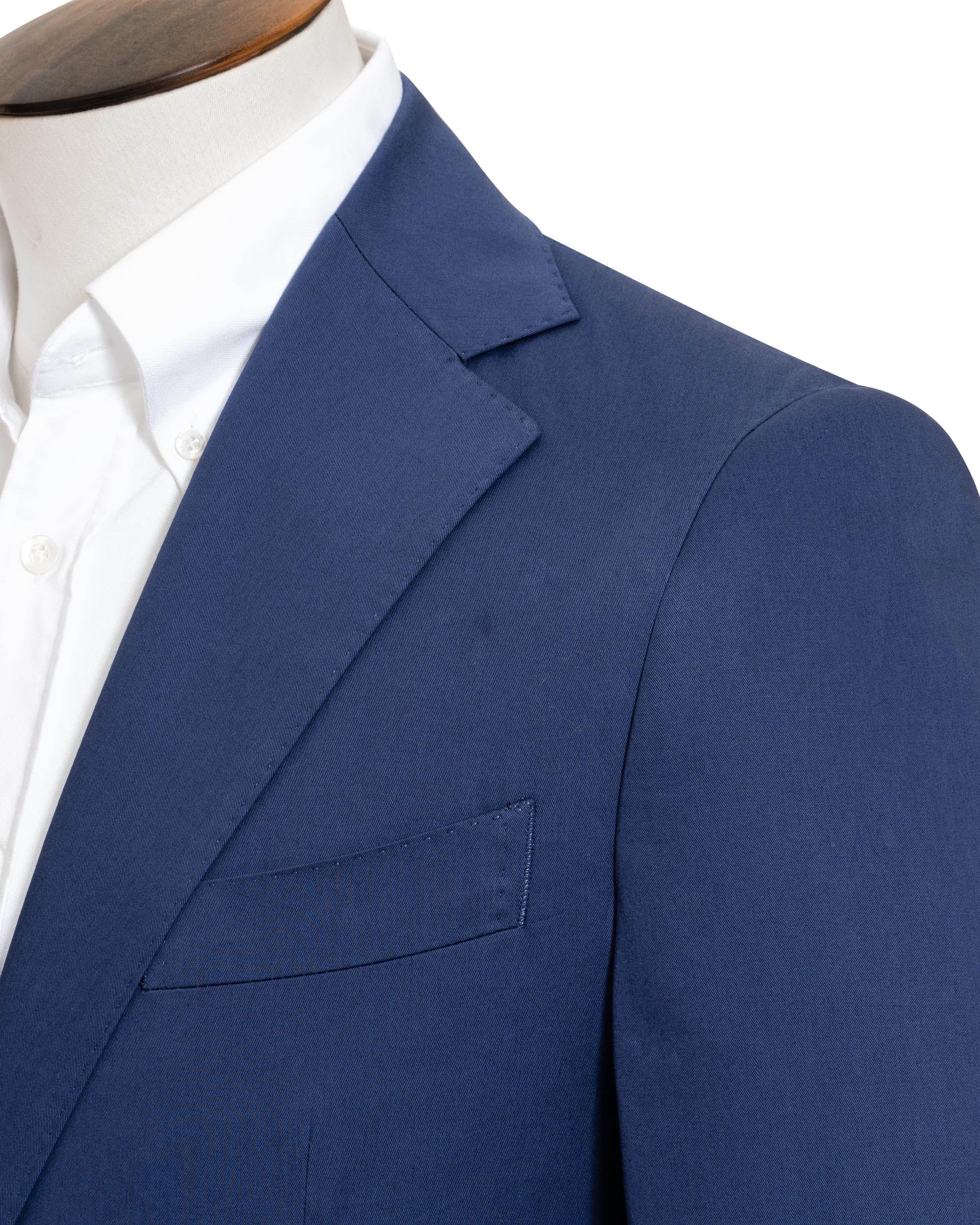 Mid Blue Stretch Cotton Two Piece Suit