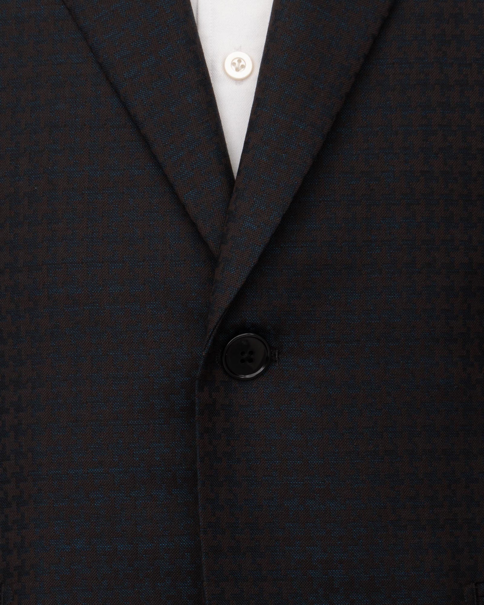 Midnight Navy Exploded Houndstooth Wool Smoking Jacket