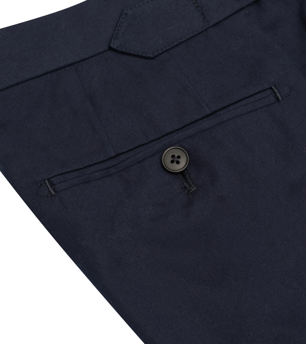 Navy Cotton Dress Trouser with Side Adjusters