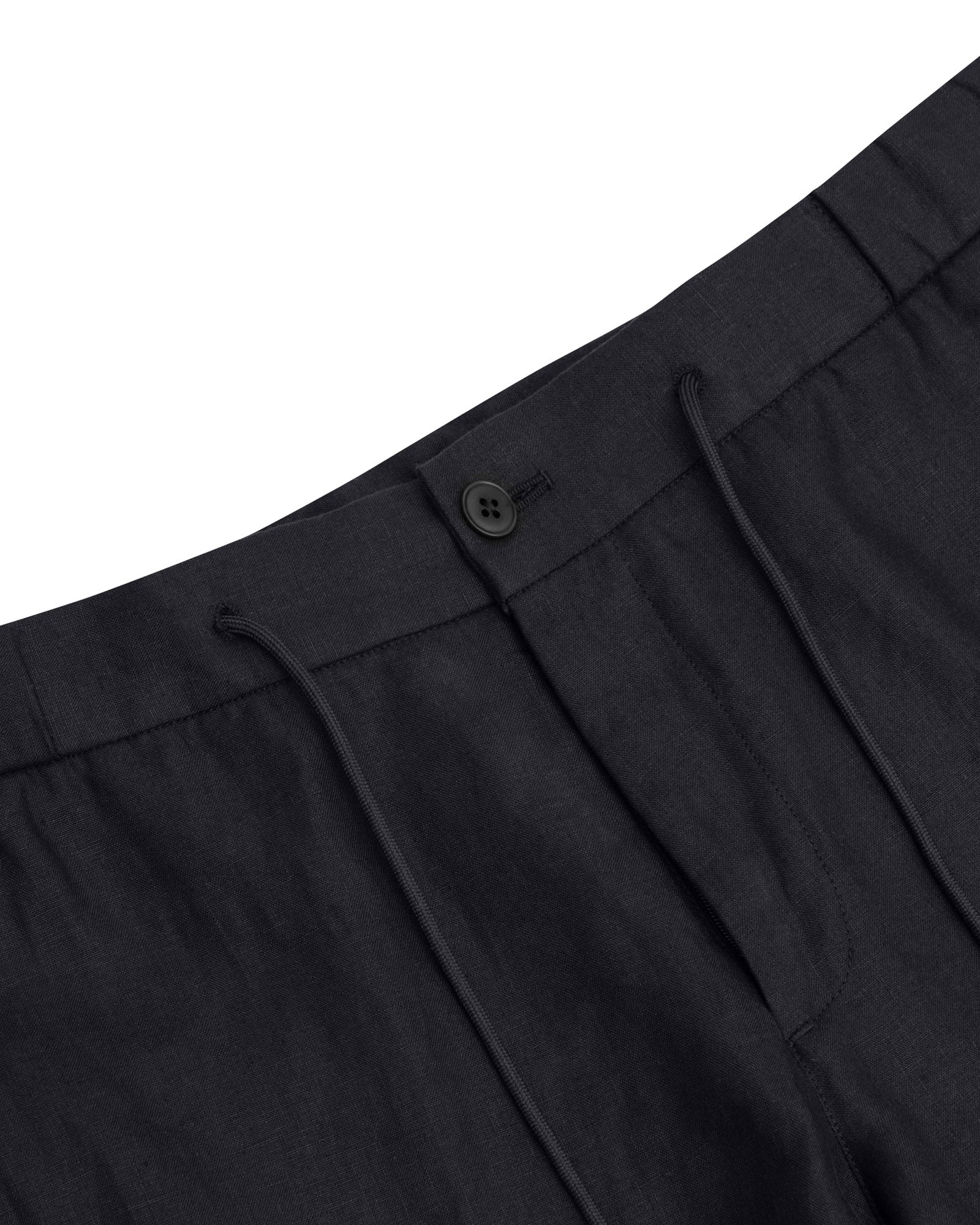 Black Tolomeo Linen Drawstring Trouser