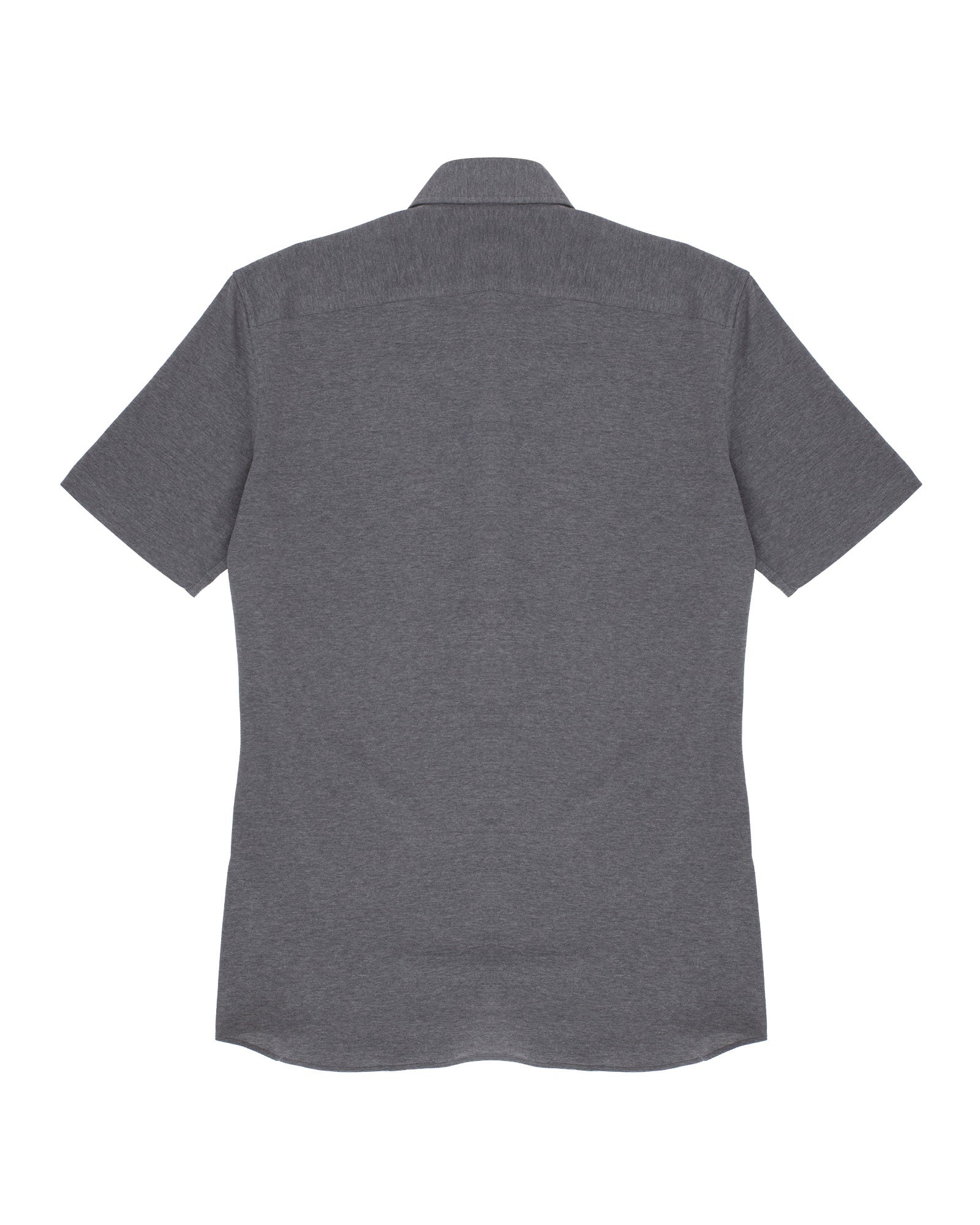 Grey Melange Cotton Pique Short Sleeved Shirt