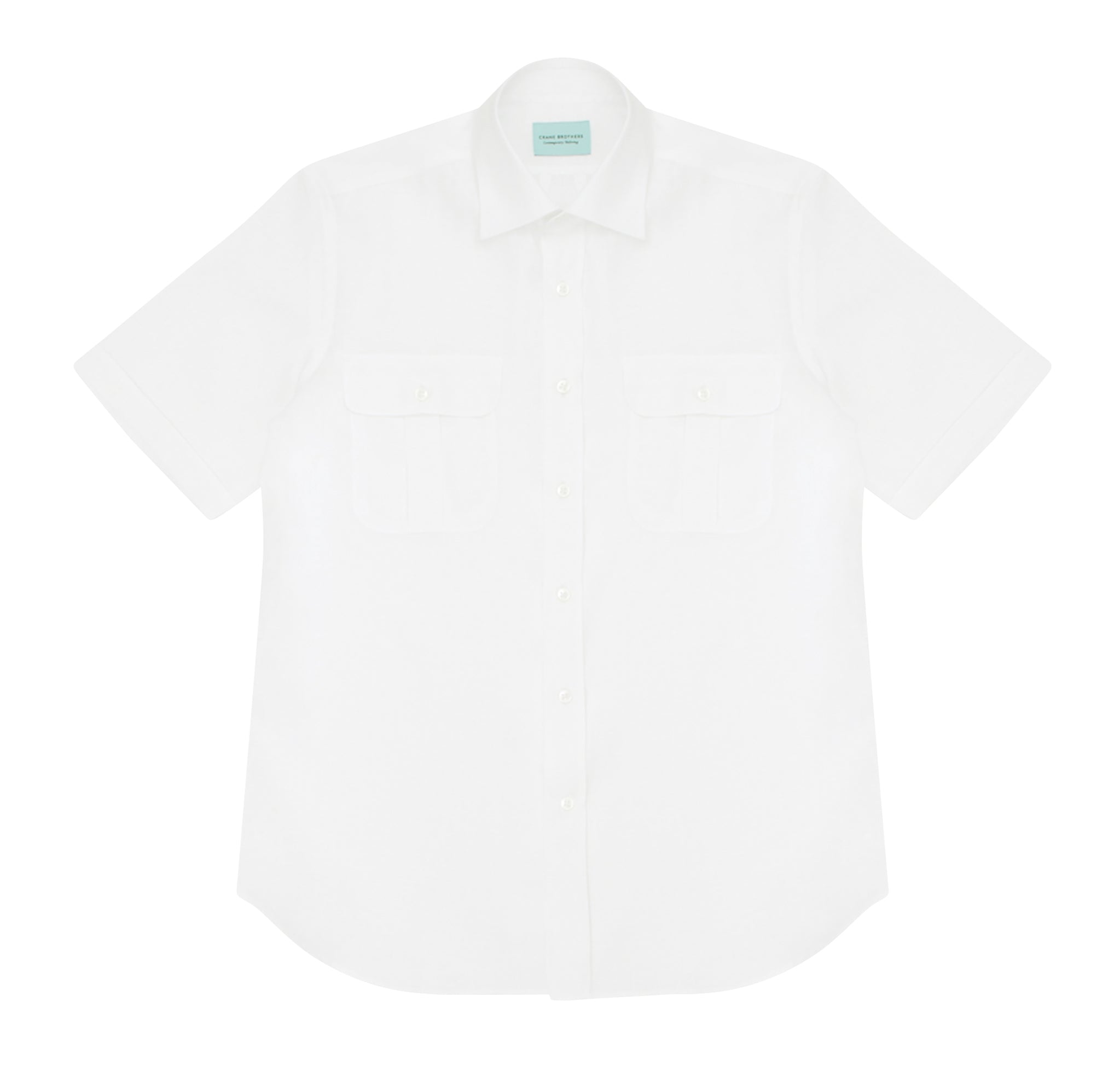 White Linen Bellow Pocket Short Sleeve Shirt