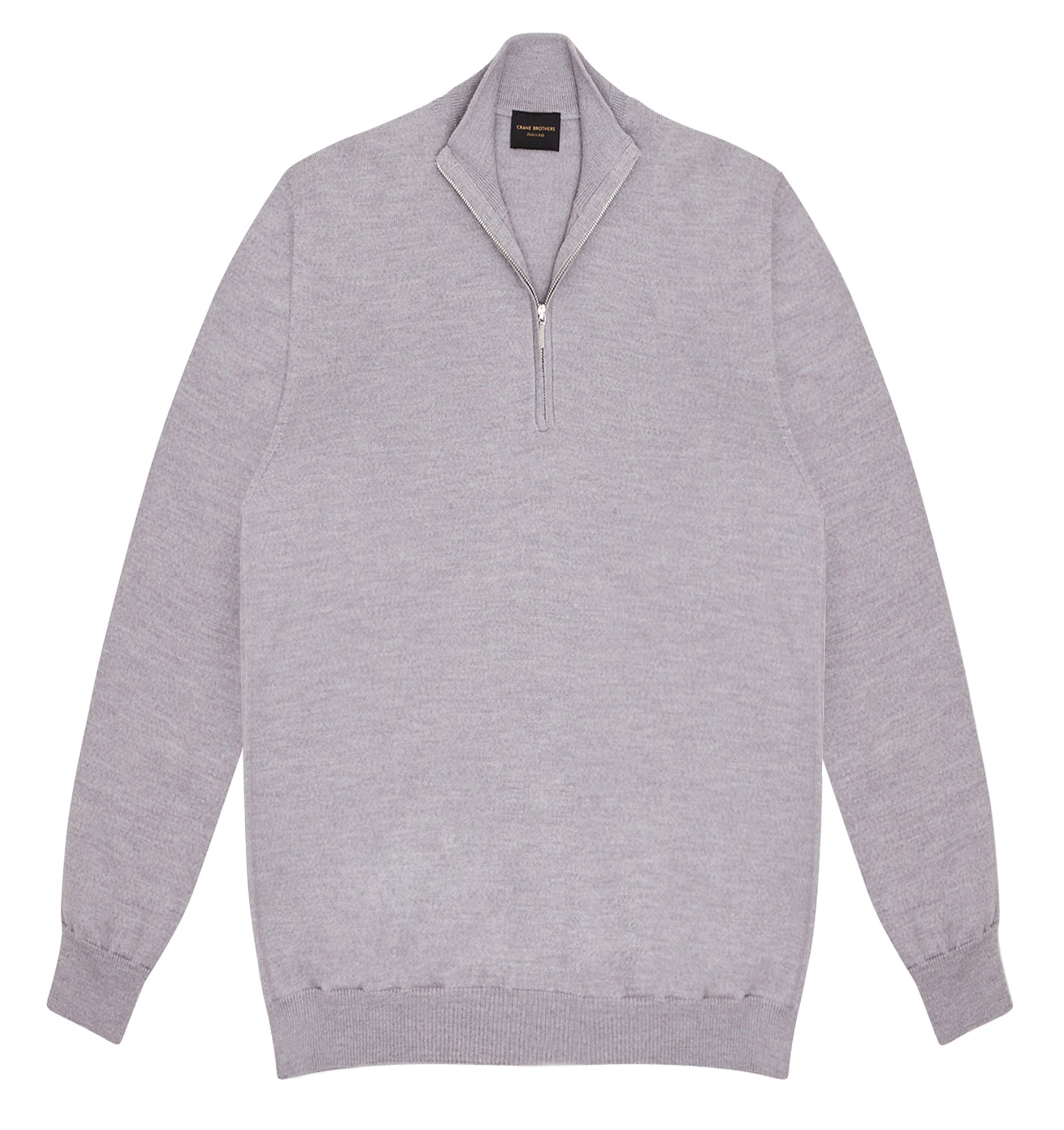 Grey Melange Fine Merino Half Zip Sweater