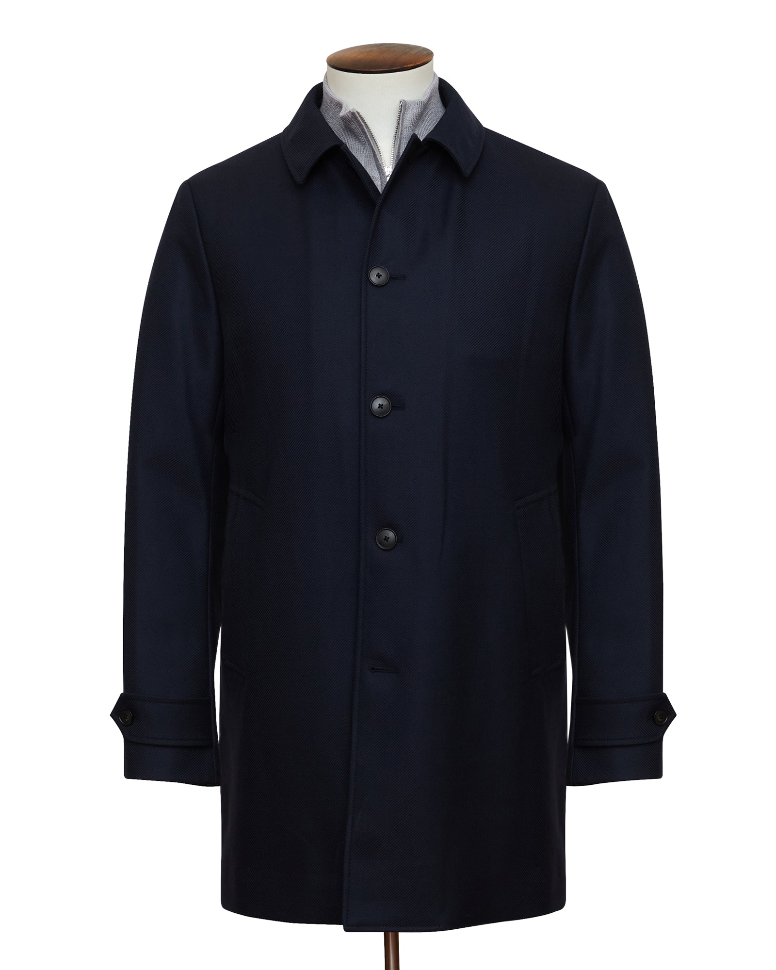 Midnight Navy Loro Piana Storm System Single-Breasted Car Coat With Liner