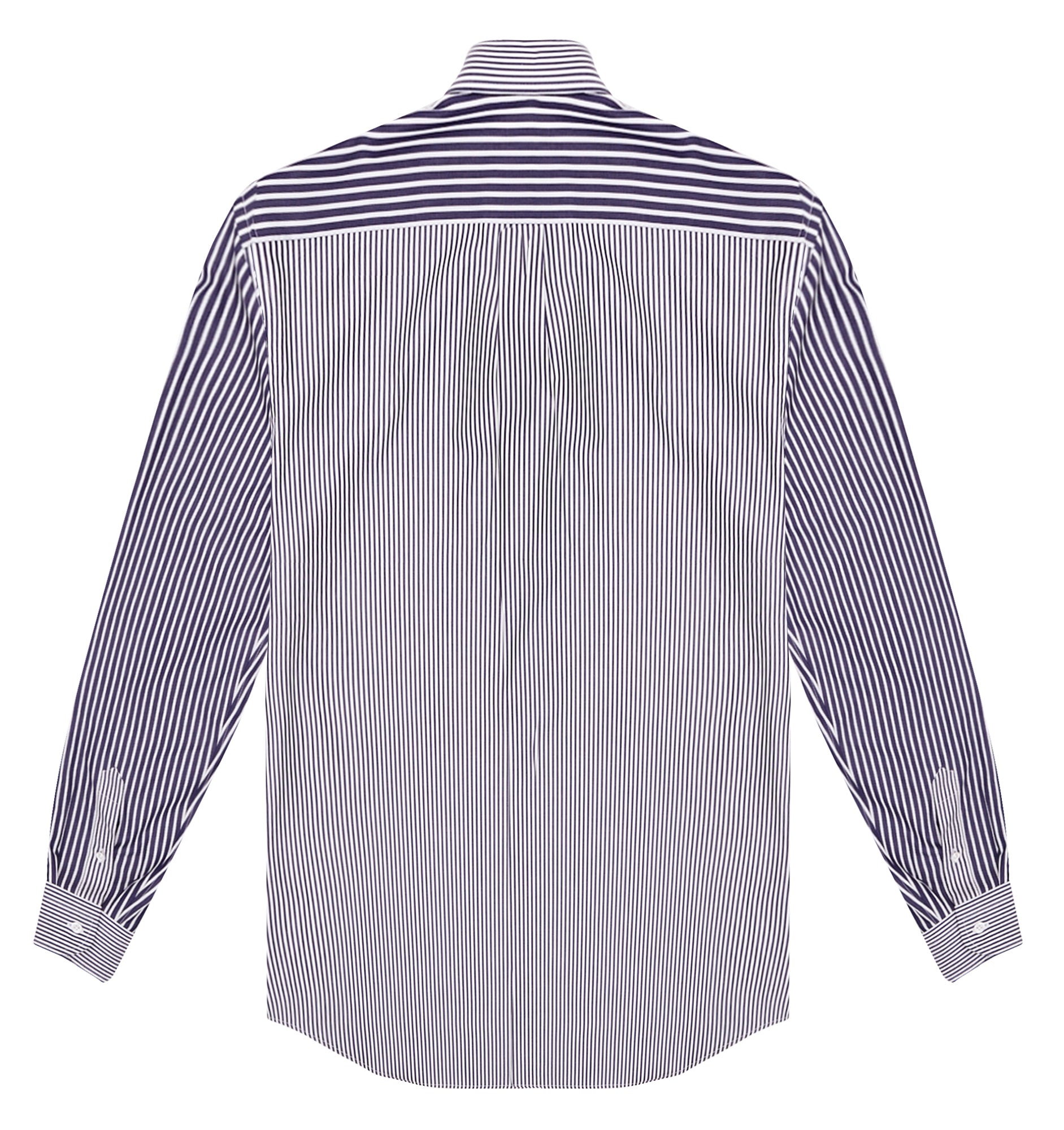 Navy Patchwork Stripe Spread Collar Shirt