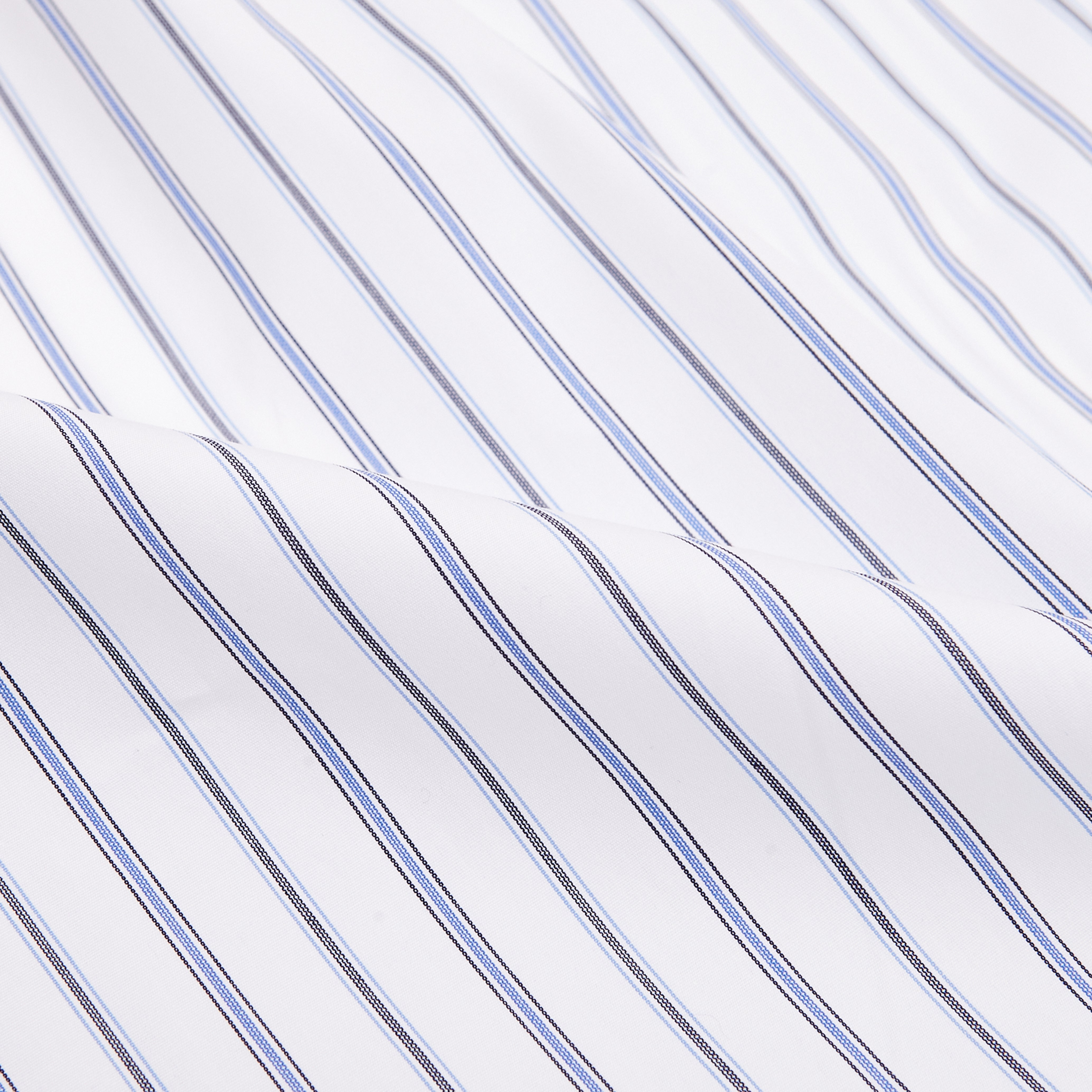 White & Navy Pinstripe Spread Collar Shirt