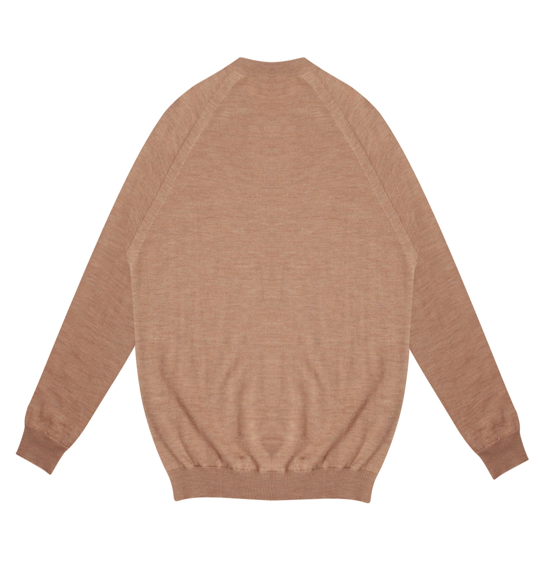 Camel Melange Fine Merino Crew Neck Sweater