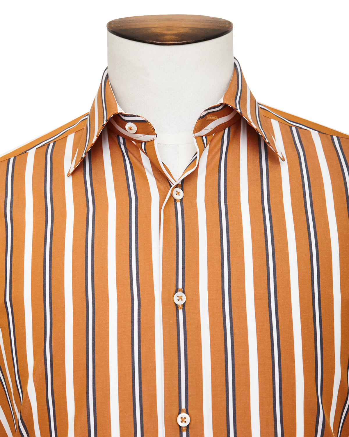 Burnt Orange Track Stripe Point Collar Shirt