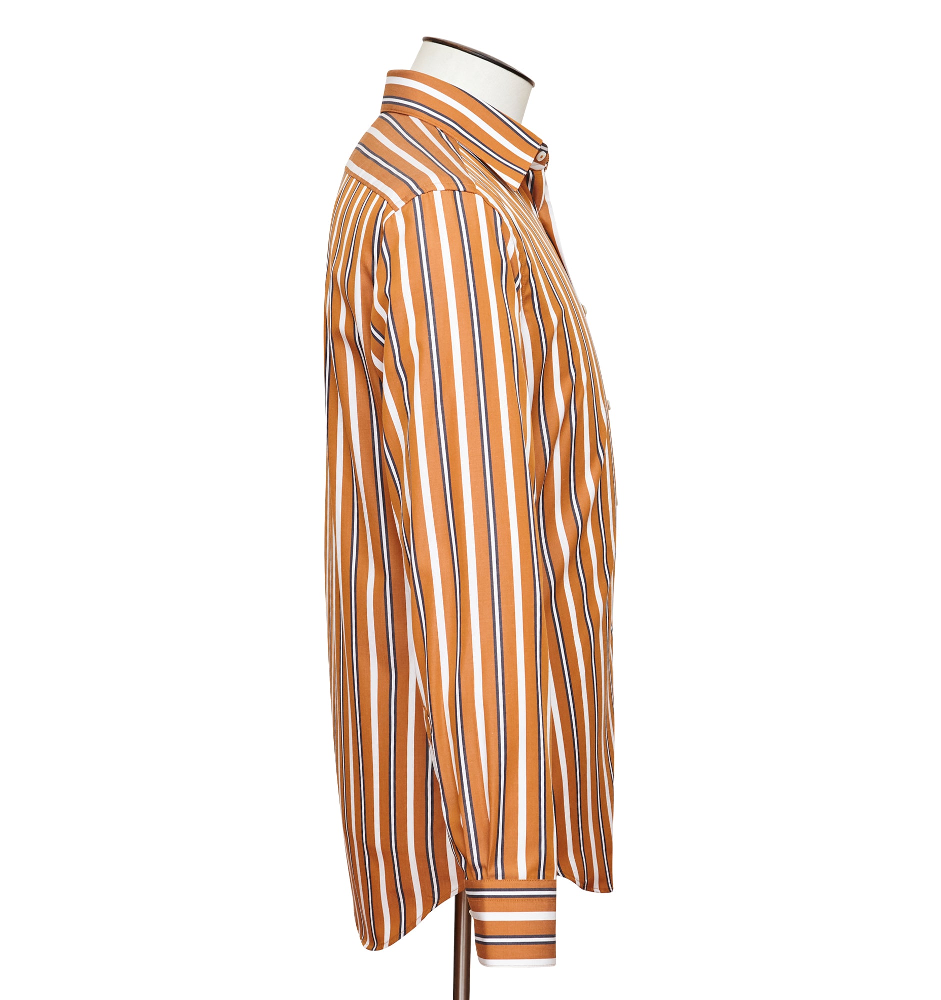 Burnt Orange Track Stripe Point Collar Shirt