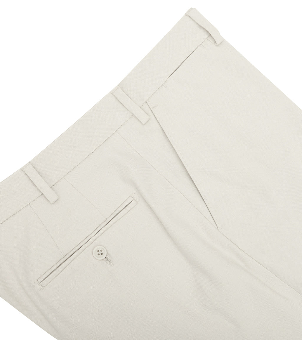 Cream Cotton Canvas Standard Trouser