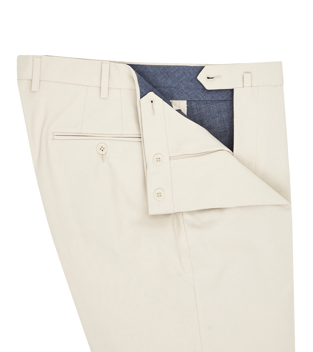 Cream Cotton Canvas Standard Trouser