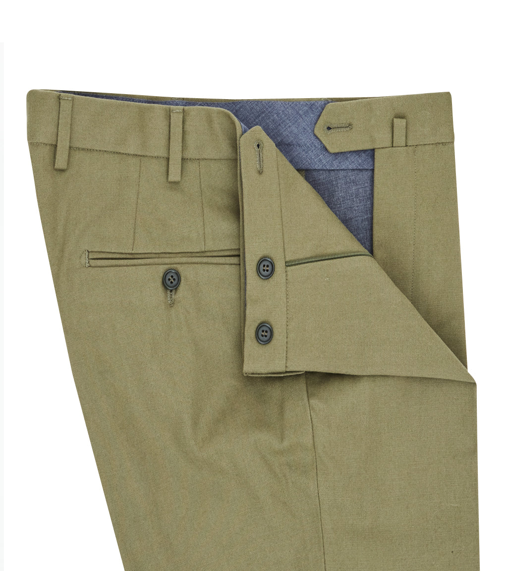 Olive Cotton Canvas Standard Trouser