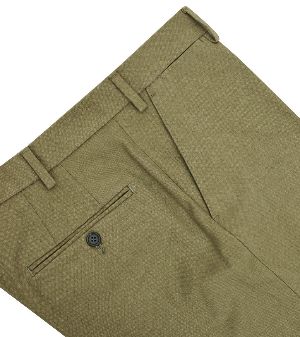 Olive Cotton Canvas Standard Trouser