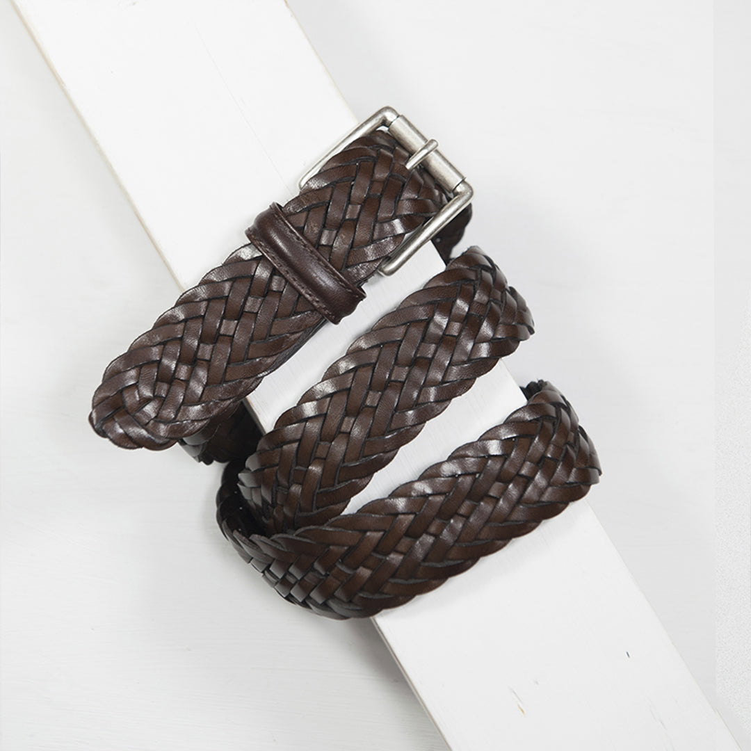 Anderson's Dark Brown Plaited Leather Belt