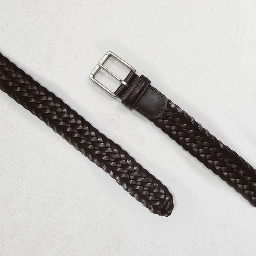 Anderson's Dark Brown Plaited Leather Belt