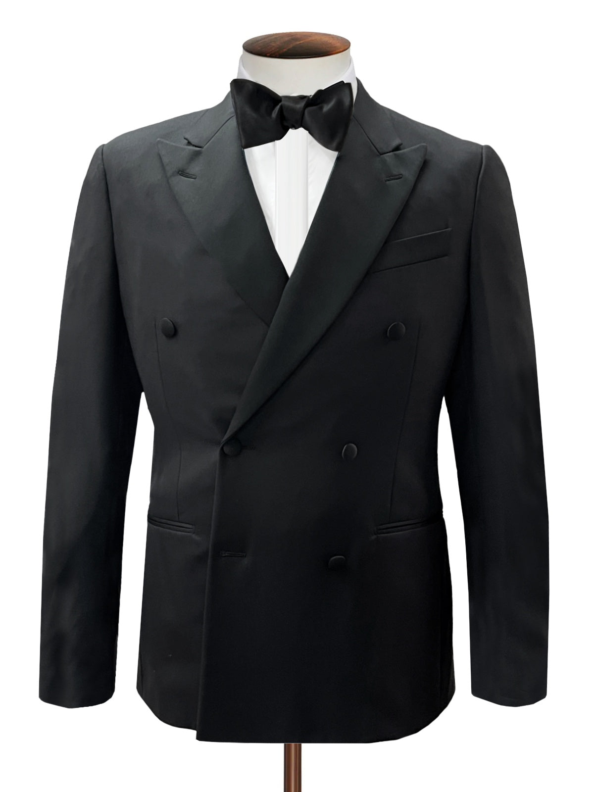 Black Wool Double Breasted Smoking Jacket