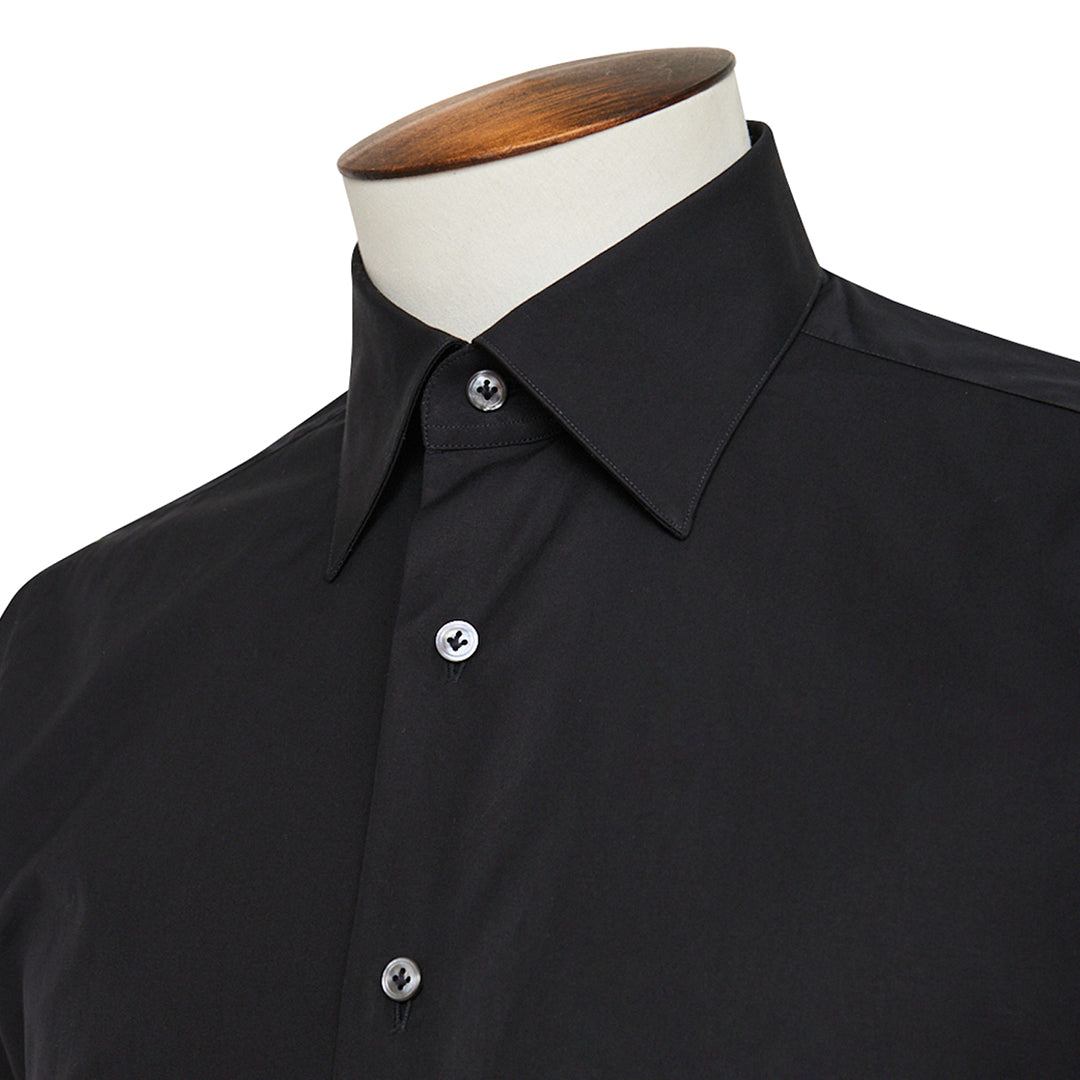 Black Alto Handmade Spread-Collar Shirt
