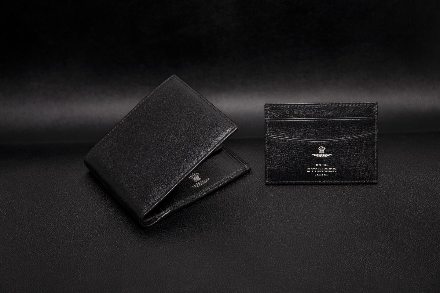 Ettinger Black Capra Leather 6 C/C Billfold Wallet