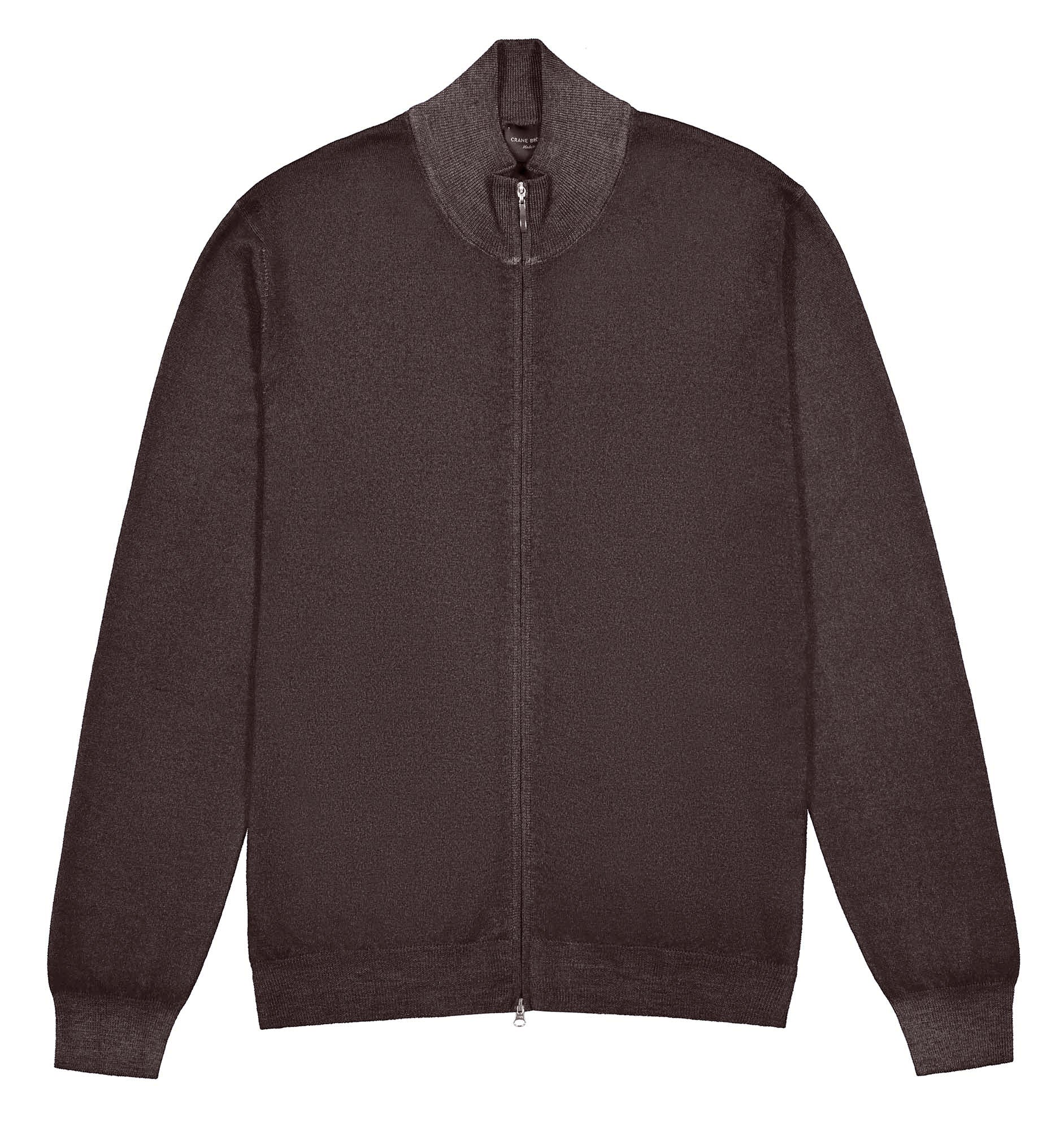 Nutmeg Merino Wool Zip-Through Sweater