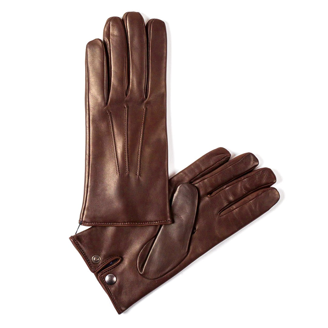Cognac Cashmere-Lined Nappa Leather Gloves