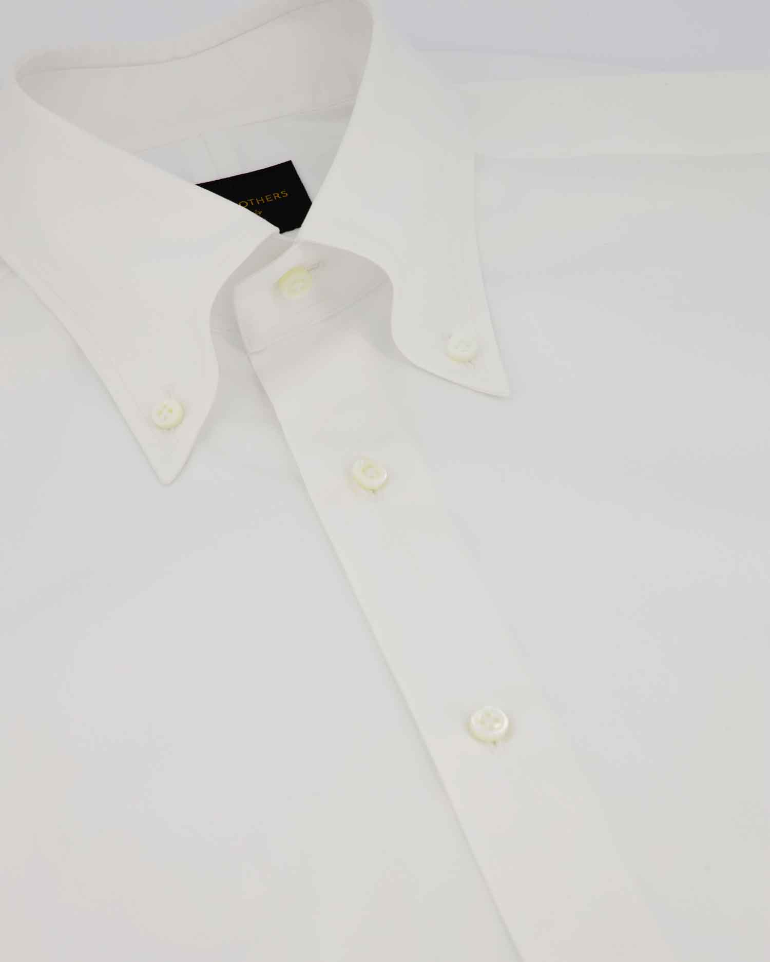 White Cotton Oxford-Cloth Long Point Button-Down Shirt