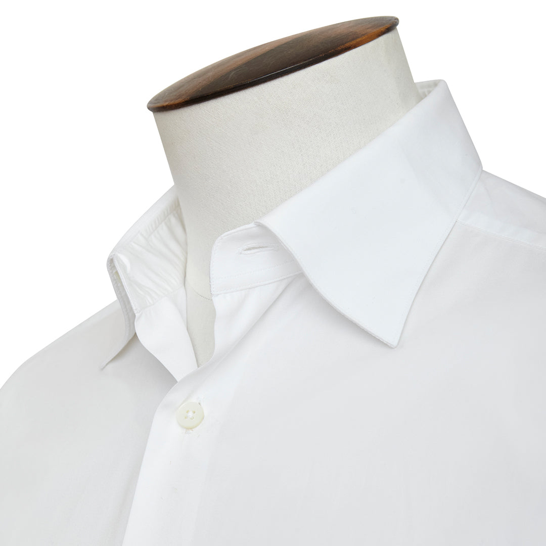 White Poplin Point Collar Shirt
