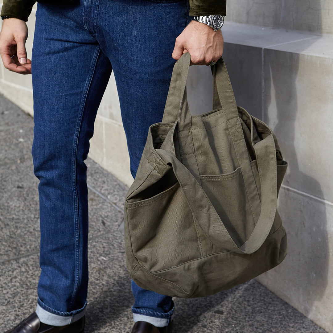 Olive Green Cotton Drill Despatch Tote Bag