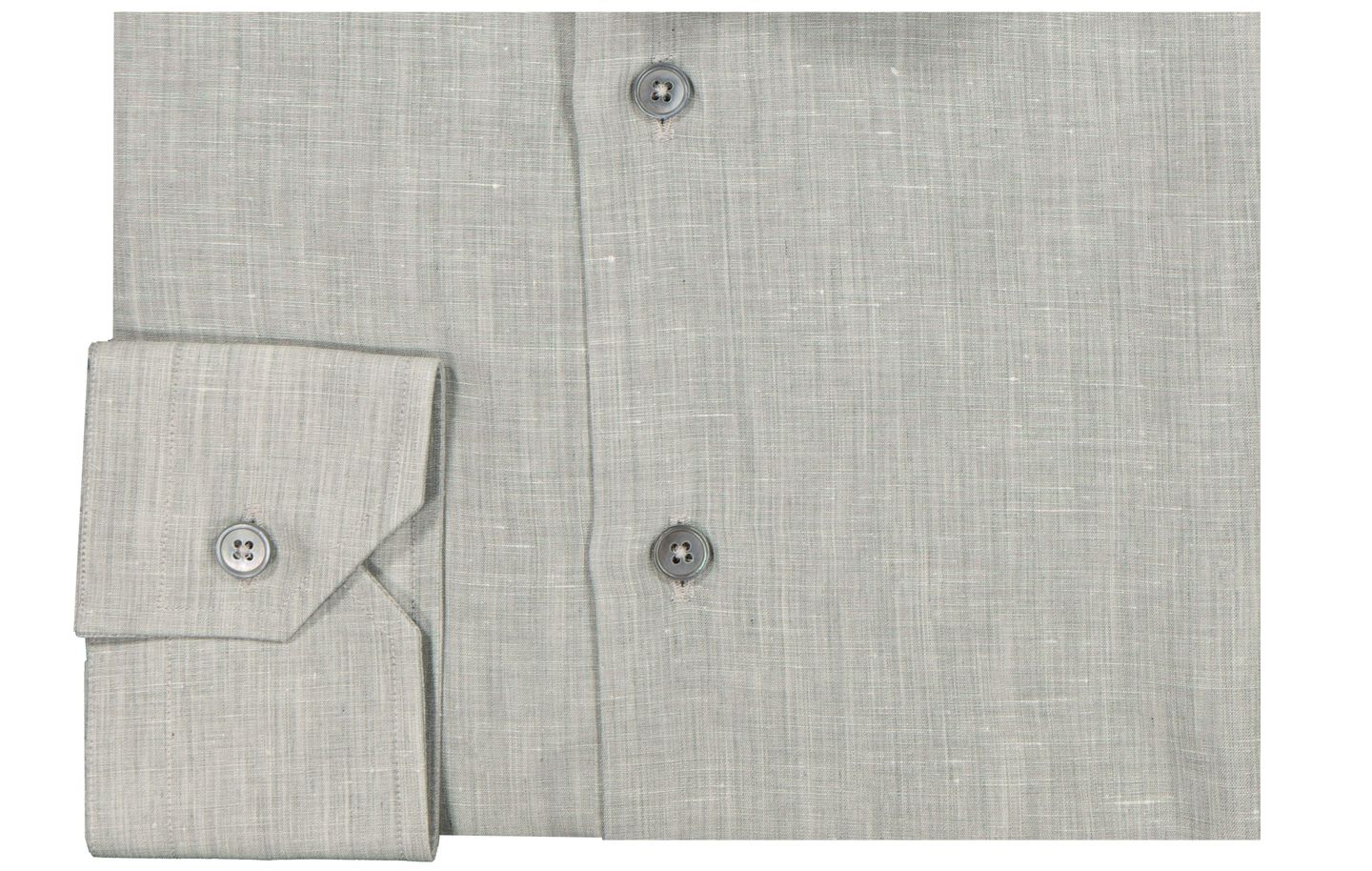Flint Grey Cotton-Linen Melange Spread-Collar Shirt