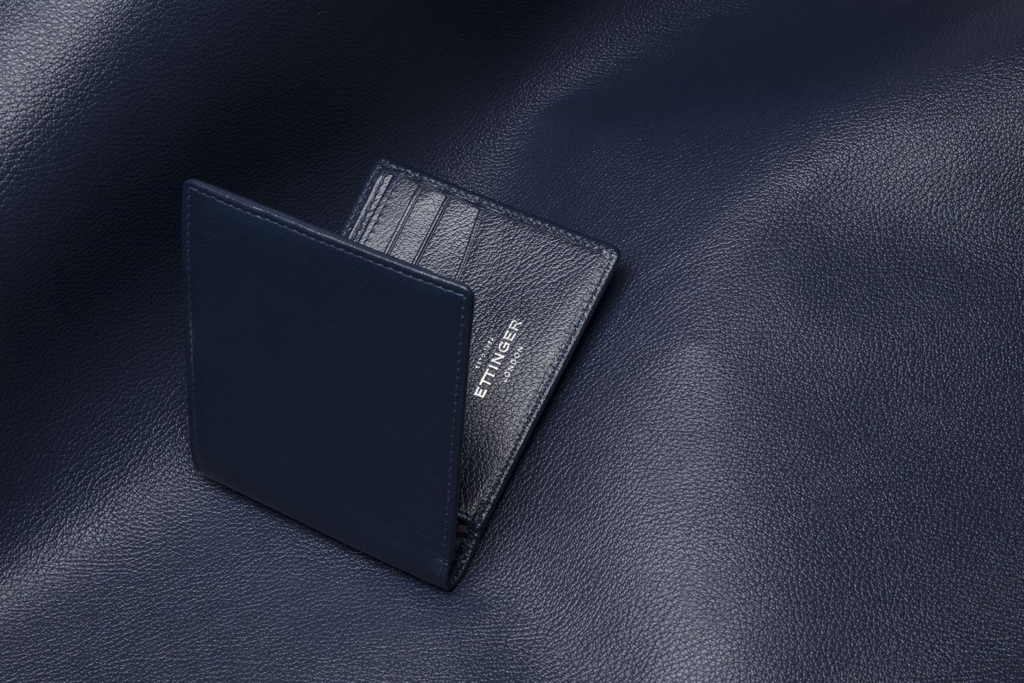 Ettinger Marine Blue Capra Leather 6 C/C Billfold Wallet
